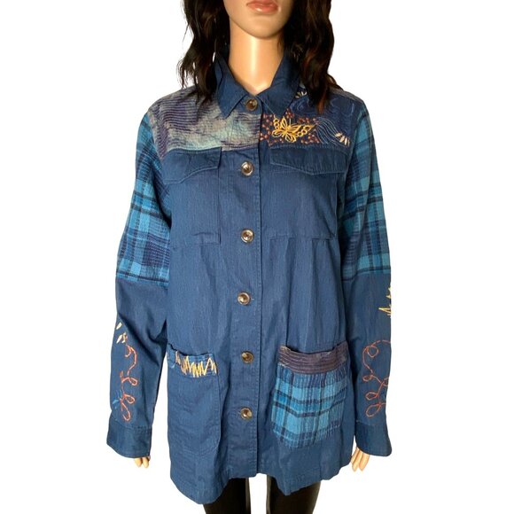 Johnny Was Workshop Embroidered Moonlight Tie Dye Patchwork Jacket Size M - Picture 1 of 10